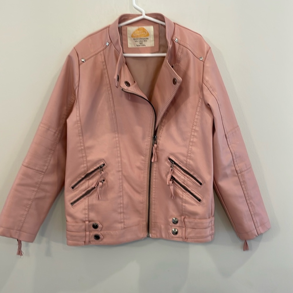 Mud Kingdom Girls Motorcycle Jacket Collared Faux Leather